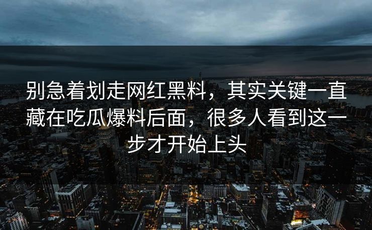 别急着划走网红黑料,其实关键一直藏在吃瓜爆料后面,很多人看到这一步才开始上头