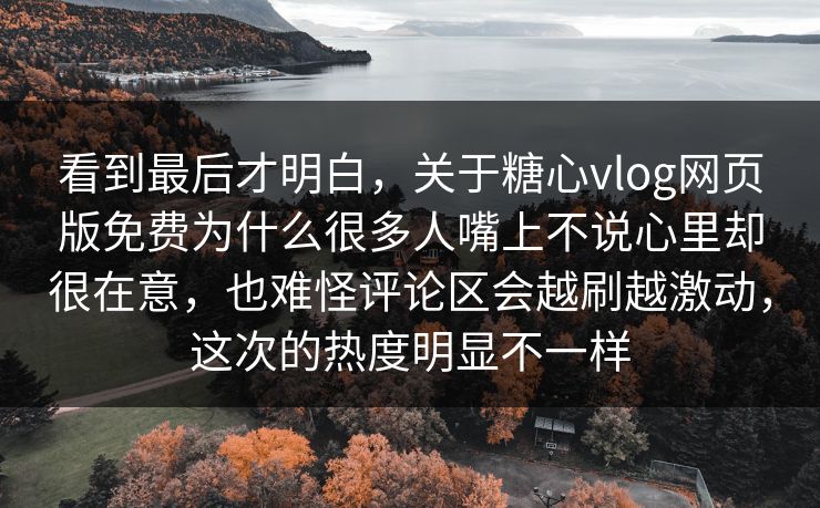 看到最后才明白,关于糖心vlog网页版免费为什么很多人嘴上不说心里却很在意,也难怪评论区会越刷越激动,这次的热度明显不一样