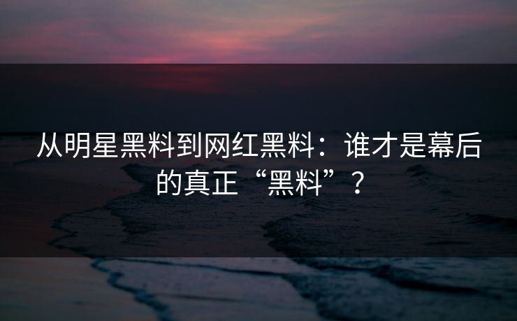 从明星黑料到网红黑料:谁才是幕后的真正“黑料”? 从明星黑料到网红黑料:谁才是幕后的真正“黑料”?