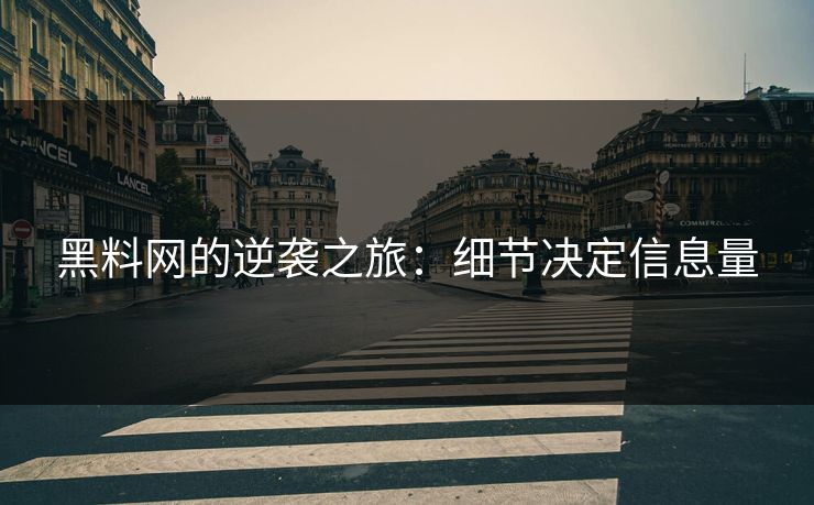 黑料网的逆袭之旅:细节决定信息量 黑料网的逆袭之旅:细节决定信息量