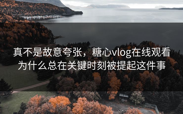 真不是故意夸张,糖心vlog在线观看为什么总在关键时刻被提起这件事 真不是故意夸张,糖心vlog在线观看为什么总在关键时刻被提起这件事
